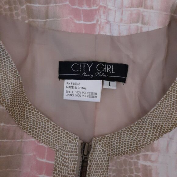City Girl 2 Pc Women's set Jacket & Blouse Snake Print Pink Multi Color Sz Large - Picture 11 of 11